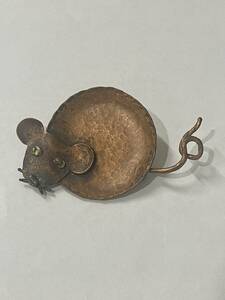 手作り銅製ネズミモチーフブローチ 日本製
