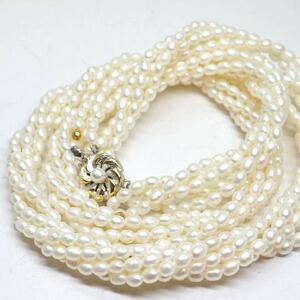 《本真珠5連ネックレス》M 51.8g 約58.5cm pearl necklace ジュエリー jewelry CF0/DA0