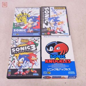 1円〜 動作保証品 MD メガドライブ ソニック・ザ・ヘッジホッグ + 2 + 3 + ソニック＆ナックルズ SONIC THE HEDGEHOG セガ SEGA 箱説付【10