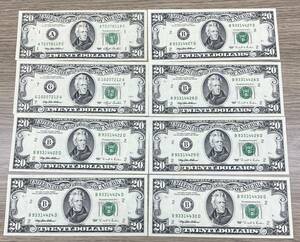 ■アメリカ旧紙幣　USA　USD　20ドル紙幣　８枚　１６０ドル分　