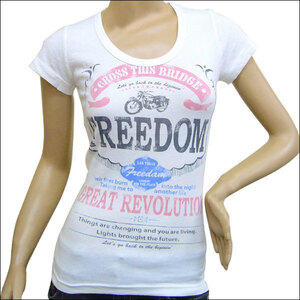 レディース 　FREEDOM　ロゴ ヴィンテージ　カントリープリント Tシャツ ホワイト