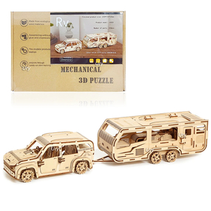 木製 3D 立体パズル 模型 キット ＲＶ 車 ウッド パズル キャンピング カー 趣味 大人 知育 玩具 インテリア 装飾