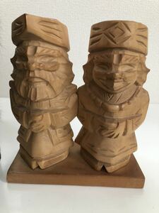 木彫 ニポポ人形　北海道　台座付き　レトロ