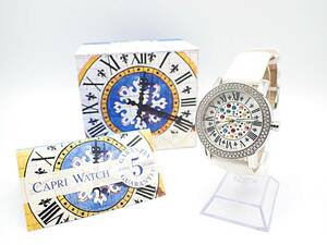 美品◆CAPRI WATCH カプリウォッチ ダイヤモンド ベゼル 腕時計 316L ART.5329 レディース/ジュエリー ダイアモンド 色石 宝石/23