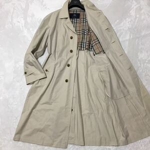 「希少サイズ XL相当」BURBERRY LONDON 【大人の春コート】バーバリーロンドン ステンカラーコート ノバチェック ベージュ ロング丈 軽量