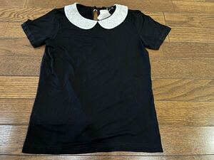 【新品】【未使用品】agnes b. アニエスベー　半袖ブラウス　カットソー　Tシャツ　シャツ　黒　S 半袖 レース　刺繍