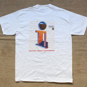 レア 新品1990s Microsoft TECHNET 企業物 ヴィンテージ ビンテージ Tシャツ 古着USAアートWindows95マイクロソフト プロモ ロゴ アップル 