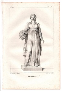 1813年 Filhol 銅版画 メルポメネーの像 MELPOMENE