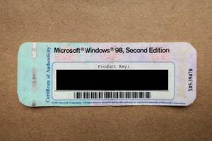 Microsoft Windows98 Second Edition プロダクトキーシール 10枚
