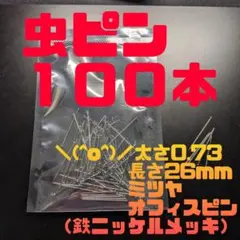 虫ピン　１００本　太さ0.73x長さ26mm　鉄ニッケルメッキ　送料無料　(23