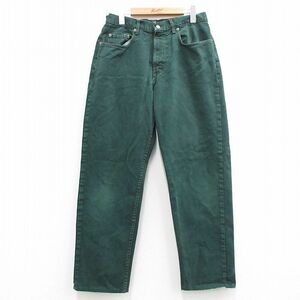 W32/古着 ギャップ GAP ジーンズ メンズ 90s コットン 緑 グリーン デニム spe 24may09 中古 ボトムス ジーパン Gパン ロング パンツ