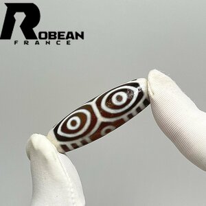 逸品 EU製 定価5万円★ROBEAN・チベット老玉髄・天珠★パワーストーン アクセサリー 天然石 瑪瑙 金運 お守り 約39.2*12.6mm 1004T016