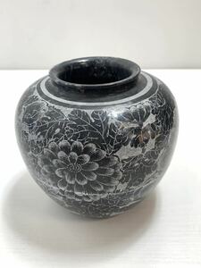 大理石壺　花瓶　花器 フラワーベース ●