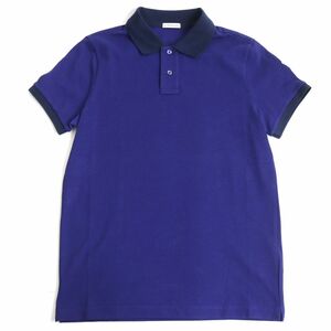 美品◆MONCLER モンクレール MAGLIA POLO MANICA CORTA ロゴワッペン付き コットン100％ 半袖 ポロシャツ ネイビー S メンズ