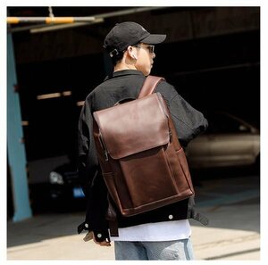 ☆新品 メンズ 高級リュック 高品質　PU革　レザービジネスバッグ　通勤鞄 リュックサック 通勤バッグ 通学バッグ