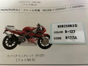 ホンダ　NSR250R　MC28SP　HRCカラー用カラーコードラベル　R3S　新品社外品　レストア用