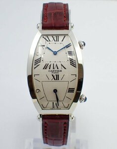 【コレクション】Cartier/カルティエ Tonneau Two Time Zones CPCP 2487 マカオ返還限定版 1999年 WG 手巻き 腕時計 #HK10873X