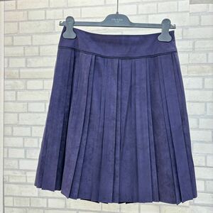 美品 日本製 アンタイトル プリーツ スカート 紫 パープル スエード調 サイズ2