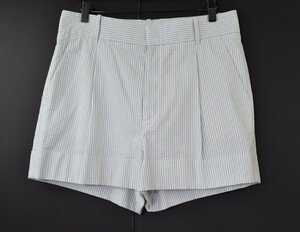 1265-24C0055★GUCCI グッチ★美品 サマーショートパンツ 40 清涼感たっぷりなサッカー生地 水色ストライプ 夏リゾート スポーツ