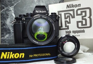 【終活】 Nikon F3 HP 美品＋Ai-s NIKKOR 85mm f1.4 シンデレラポートレート＋Ai 50mm f1.4＋モータードライブMD-4 各動作良好 光学連写OK