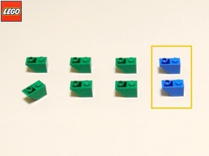 [☆] レゴ LEGO パーツ １×２逆スロープ45度（緑）６個 部品 未使用