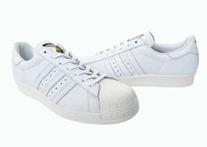 デッド!! 希少!! 16年 adidas SUPER STAR 80s DLX white スーパースター 80s レザー ホワイト 白 × 白 天然皮革 us 10.5 / 28.5 ㎝