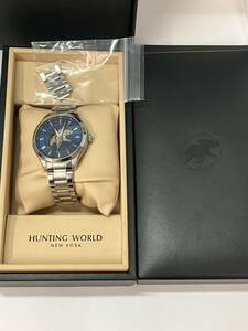 【稼動品】ハンティングワールド HUNTING WORLD ホライゾン ウォッチ 腕時計 自動巻き ステンレススチール メンズ ブルー系 HW502