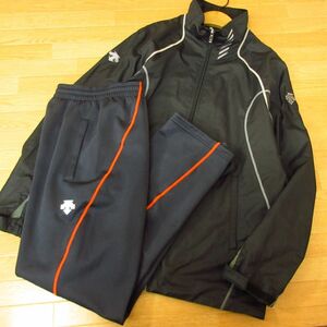 ◎DESCENTE デサント M 上下セット◆ウィンドジャケット&ジャージパンツ◆メンズ 黒x紺◆B3935