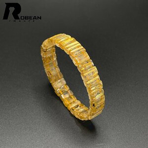 高級 EU製 定価8万円★ROBEAN・タイチンルチルバングル★黄金針水晶 ブレスレット パワーストーン 金運 お守り 10.2*5.2mm 1008J361