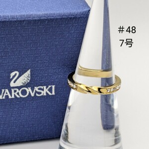 スワロフスキー SWAROVSKI リング ゴールドカラー 2way ラインストーン 48 7号 指輪 箱付