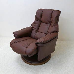 回転座椅子(肘掛け・ハイバック仕様・360度回転)　展示用商品　レザー張替え済