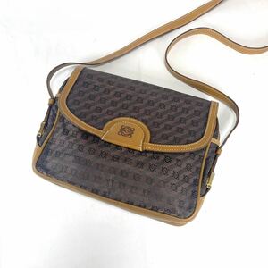 ロエベ　アナグラムリピート柄　ショルダーバッグ　キャンバス　ヴィンテージ　LOEWE ロゴ　ブラウン