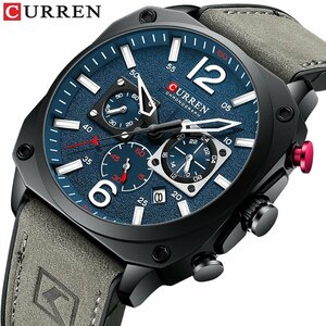 メンズ 腕時計 高品質 クオーツ クロノグラフ 防水 カジュアル レザー ウォッチ ファッション 全4色 BQ347