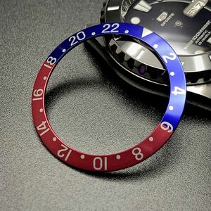 SEIKO 7S26-0020 SKX007 SBSA SRPD 等用 アルミ スロープ インナー ベゼル 旧 GMTマスター ペプシ 社外 部品 セイコー MOD カスタム パーツ