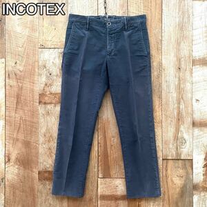 INCOTEX インコテックス SLACKS ヴィンテージ加工 コットン スラックス パンツ 30 ネイビー BEAMSF取扱