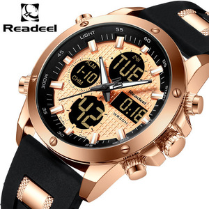 メンズ腕時計 トップブランド 高級 クロノグラフ ゴールド メンズ 腕時計 Quatz デジタル 赤 スポーツ　時計男性　防水　腕時計