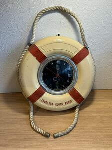 昭和 レトロ マリン 掛け時計 ラジオ 日本製 アンティーク ビンテージ ウォールクロック 時計 海 オブジェ インテリア 