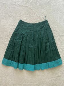 PRADA size38 イタリア製プリーツスカート グリーン 緑 チュール ふんわり ボリューム プラダ (P)