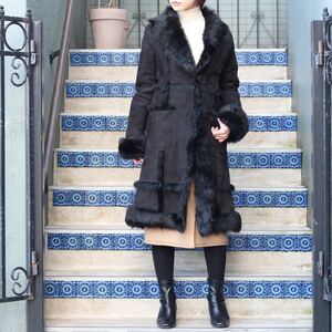 GRACE CONTINENTAL MOUTON BELTED LONG COAT MADE IN TURKEY/グレースコンチネンタルムートンベルテッドロングコート