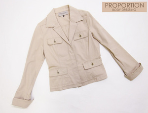 PROPORTION BODY DRESSING きれいめカジュアルなサファリ風デザインジャケット（3）ベージュ プロポーションボディドレッシング