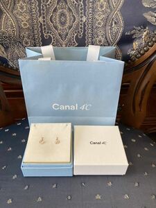 新品 正規品 canal4℃ ヨンドシー ピアス k10 ゴールド ダイヤモンド ケース 紙袋 リボン 箱 ピンクゴールド 月 ムーン プレゼント