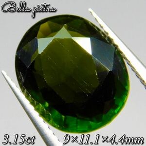 3.15ct★非加熱☆天然グリーントルマリン モザンビーク産 オーバル ルース パワーストーン 裸石 宝石 天然石 11