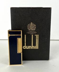 【HM1189】 dunhill ダンヒル ガスライター ブルー ゴールド ローラ式 ラピスラッカー 喫煙具 喫煙グッズ ライター ケース付き