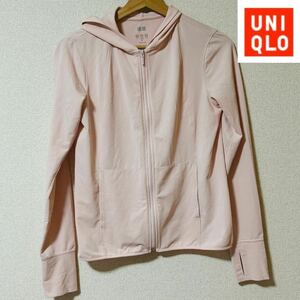 N■ UNIQLO ユニクロ レディース エアリズム UVカットメッシュパーカー Mサイズ ピンク 長袖 ラッシュガード スポーツ ジップアップ 