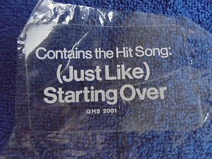 80年代 US盤LPジャケットに貼っていた販促ステッカー JOHN&YOKO Starting Over美品