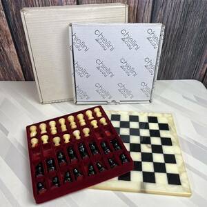 ほぼ未使用 Chiellini社 大理石 イタリア製 チェスボード チェス ケリーニ チェス盤 チェスセット ボードゲーム