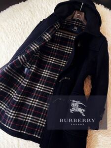 g12【最高峰speciality duffleを纏う】定価22万●美品　BURBERRY LONDON●UK製!!●ウールダッフルコート●メンズ　バーバリーコート　L