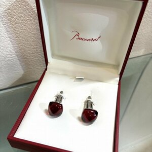 Ω希少品！【Baccarat バカラ カフス クリスタル ガラス 赤 レッド シルバー925 silver アクセサリー おしゃれ アクセント】NA01232