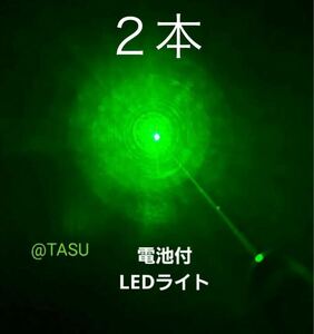 【電池付き】LEDライト　ポインタ　２本セット　緑　強力　カラス駆除　グリーン　爆光 LED