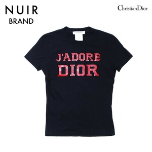 クリスチャンディオール Christian Dior 半袖Ｔシャツ ジャドール ビーズロゴ サイズ36 コットン ブラック